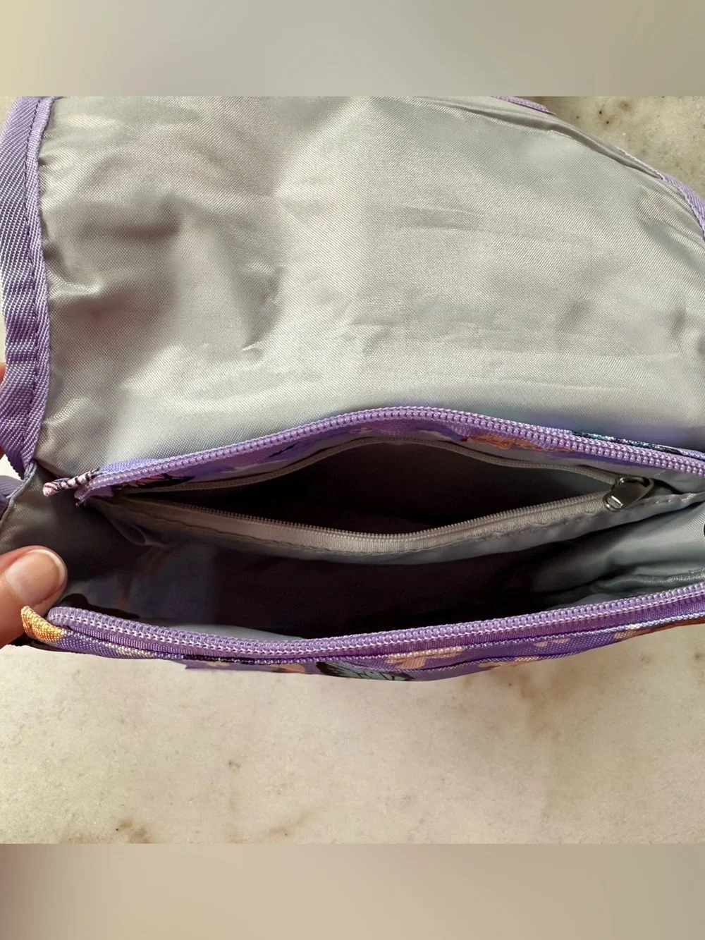 Lavender Butterfly Crossbody Bag | Purple butterfly messenger bag